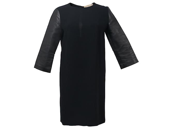 Stella Mc Cartney Stella McCartney Kleid mit Lederärmeln aus schwarzer Baumwolle  ref.1379699