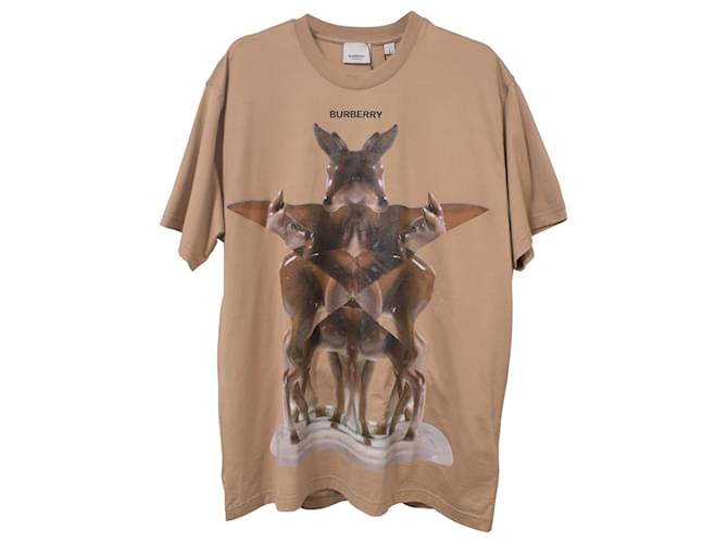 T-Shirt Burberry Multi Deer Carrick en Coton Beige  ref.1379700