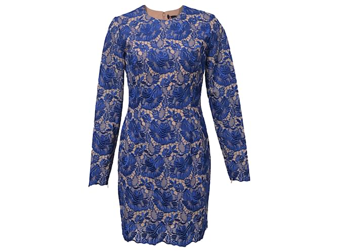 Stella Mc Cartney Stella McCartney Long Sleeve Dress in Blue Celia Lace Silk  ref.1379701