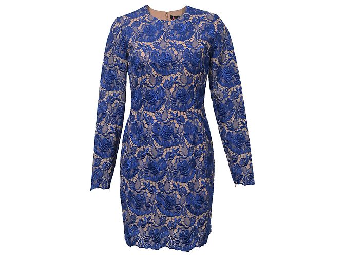 Stella Mc Cartney Stella McCartney Langärmliges Kleid aus blauer Celia-Spitze