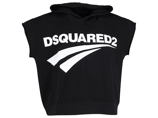 Dsquared2 Ärmelloser Hoodie aus schwarzer Baumwolle  ref.1379706