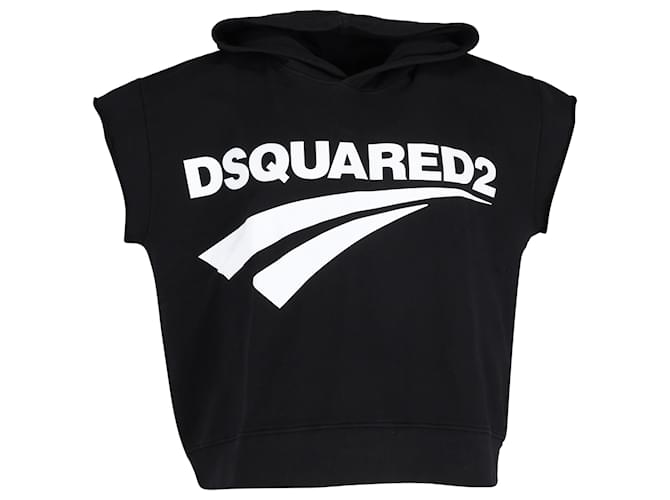 Dsquared2 Sleeveless Hoodie in Black Cotton  ref.1379706