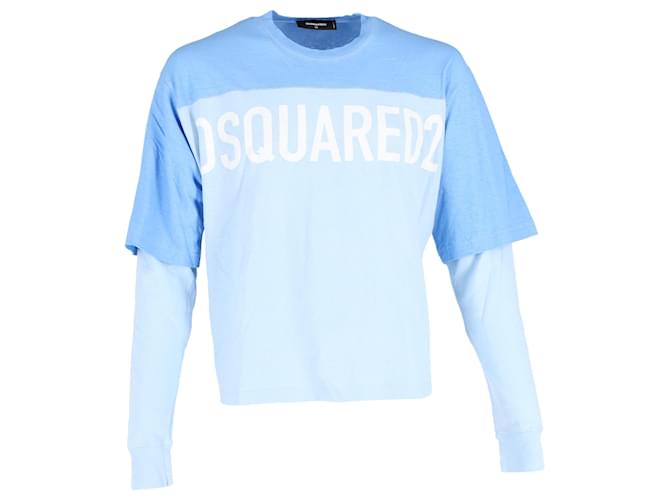 T-shirt Dsquared2 a manica lunga in cotone Azzurro Blu Blu chiaro  ref.1379708