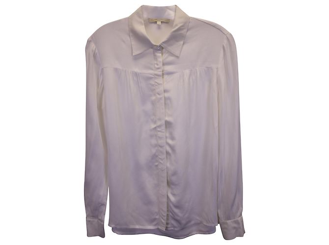 Camisa con botones Maje de algodón de seda blanca Blanco