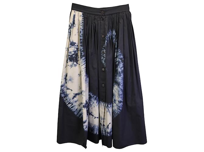 Dior Tie-Dye Printed Buttoned Midi Skirt in Navy Blue Cotton  ref.1379719