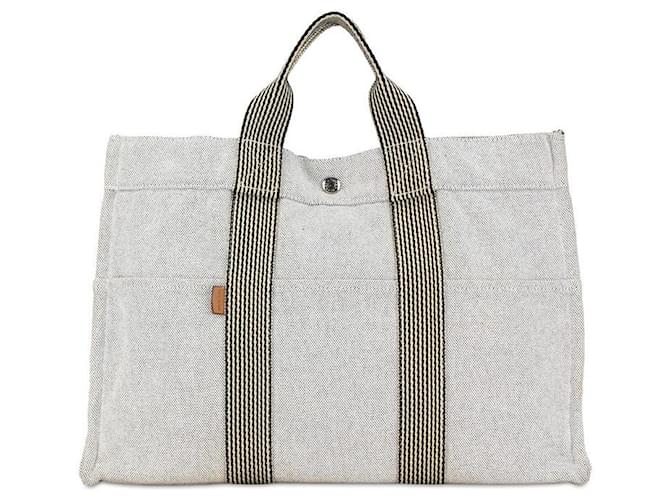 Hermès Hermes Toile Fourre Tout MM Canvas Einkaufstasche in gutem Zustand Leinwand  ref.1379737