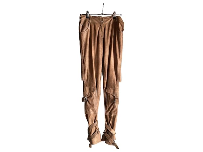 Christian Dior Pantalogi, leggings Caramello Pelle  ref.1379768