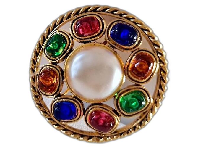 Broche Chanel Gripoix de vidrio y perla Multicolor
