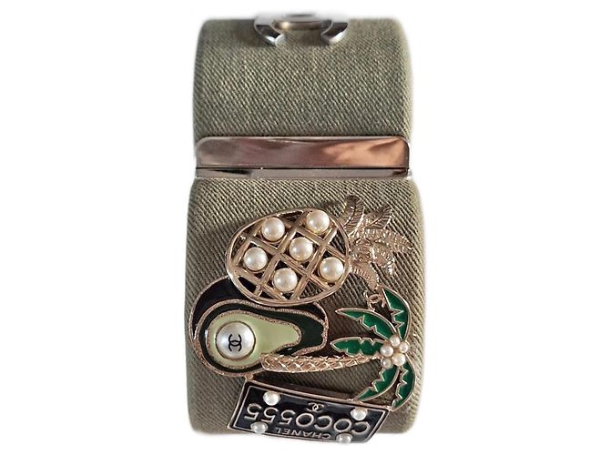 Pulseira Chanel Coleção CUBA Multicor de Tecido