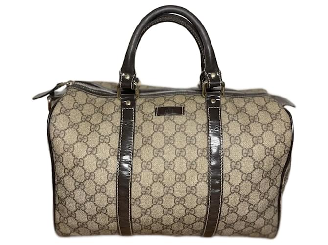 Gucci Boston bag Brown Beige Leather Cloth  ref.1379791