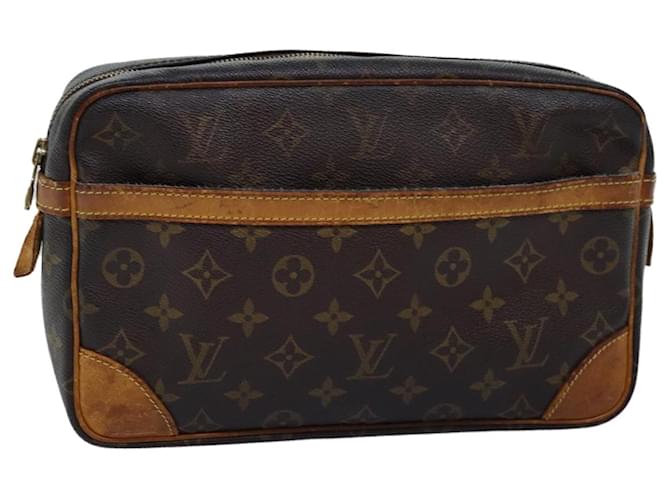 LOUIS VUITTON Monograma Compiegne 28 Bolsa Clutch M51845 Autenticação de LV 73760 Lona  ref.1379840