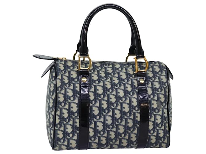 Bolsa de mão de lona Christian Dior Trotter Marinha Auth 73588 Azul marinho  ref.1379845