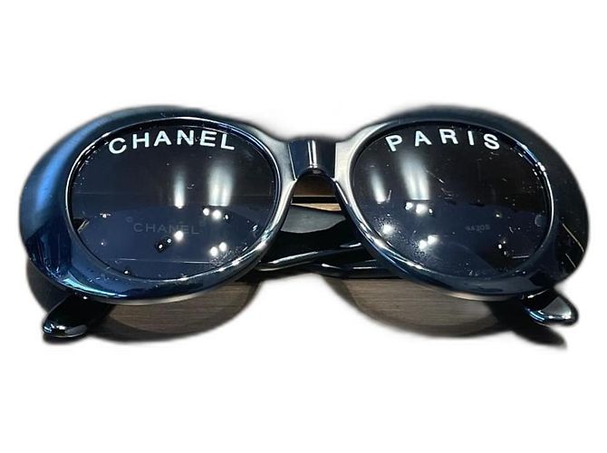 Occhiali da sole Chanel Neri e Bianchi in Plastica Nero Bianco