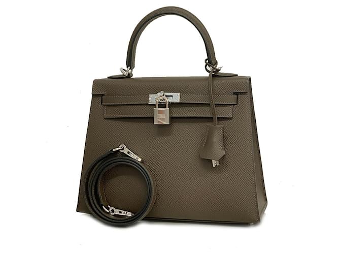 Hermès Kelly 25 Caqui Couro  ref.1380000