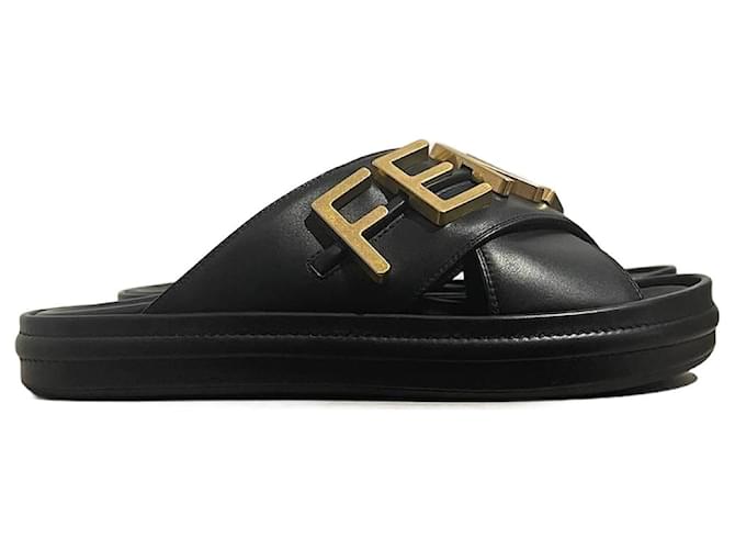 FENDI  Sandals T.EU 38 Leather Black  ref.1380027