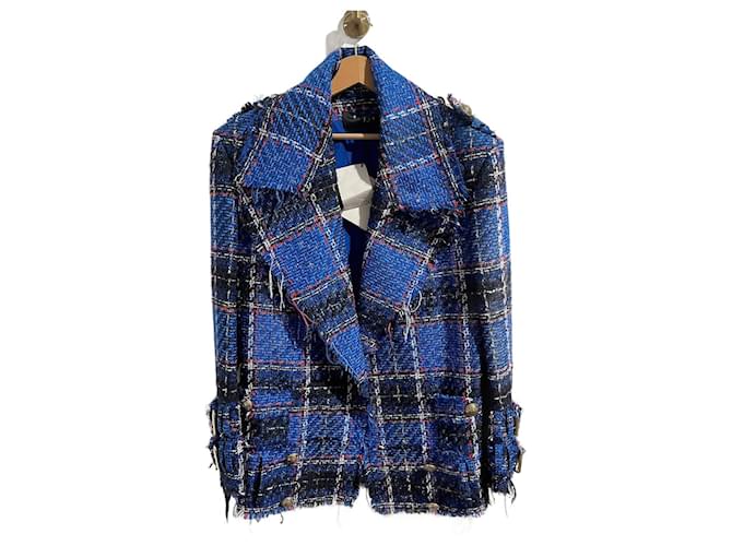 BALMAIN  Jackets T.International L tweed Blue  ref.1380047
