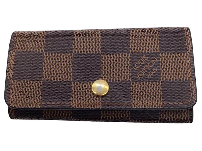 Autre Marque Cartera con 4 llaveros Damier Ebene de lona revestida marrón de Louis Vuttion Castaño Cuero  ref.1380066