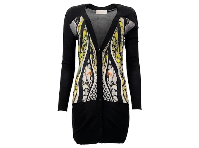 Autre Marque Peter Pilotto – Schwarzer Seiden-Cardigan mit gemusterter Vorderseite Mehrfarben Viskose  ref.1380067