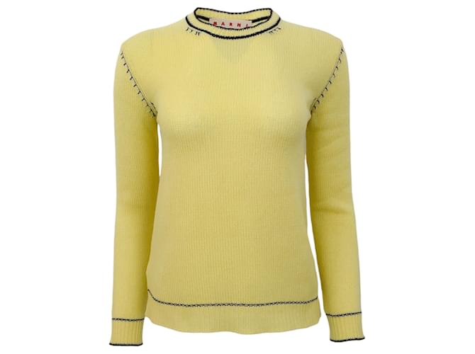 Autre Marque Pull Marni en cachemire jaune avec bordure noire  ref.1380071