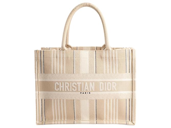 Bolsa pequena de lona Christian Dior Book Tote em bege  ref.1380083