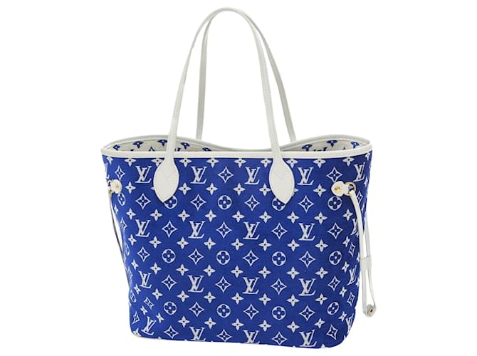 Louis Vuitton Neverfull MM Blau Leinwand  ref.1380122