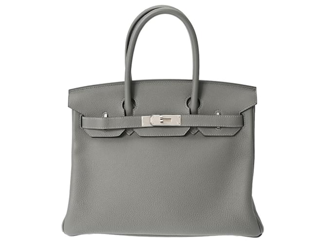 Hermès Birkin 30 Cinza Couro  ref.1380126