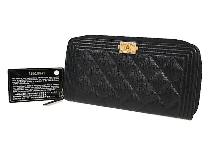 Chanel Boy Negro Cuero  ref.1380215