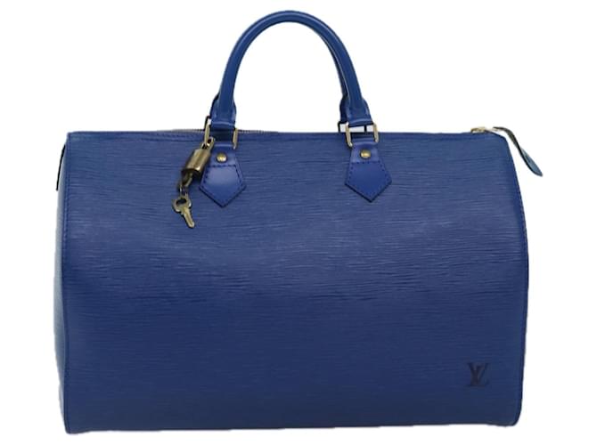 Speedy Louis Vuitton Rápido 35 Azul Couro  ref.1380344