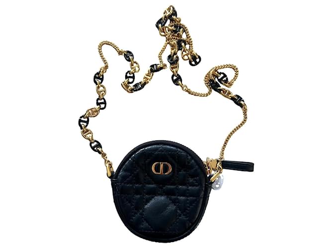 Christian Dior Liebesbeutel Schwarz Leder  ref.1380399