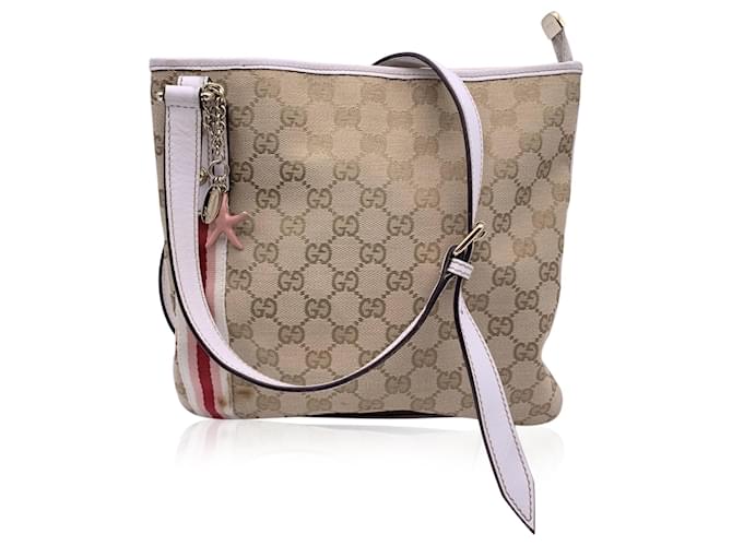 Gucci Beige Monogram Canvas Joliecoeur Messenger Shoulder Bag Cloth  ref.1380445