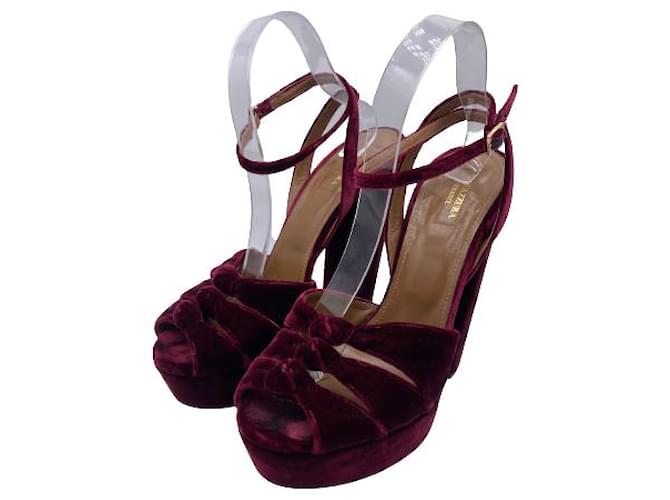 AQUAZZURA Sandales T.EU 41 Velours Bordeaux  ref.1380457