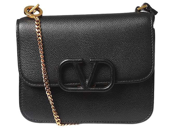 Valentino Schwarze VSling-Umhängetasche Leder  ref.1380553