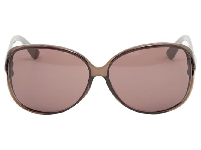 Gucci Braune übergroße Sonnenbrille mit ineinandergreifenden Herzen Kunststoff  ref.1380562
