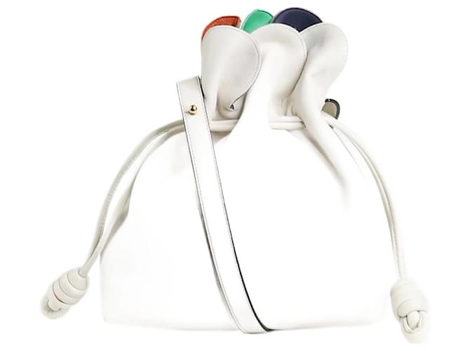 Loewe Bolso pétalos de flamenca blanco Cuero  ref.1380583