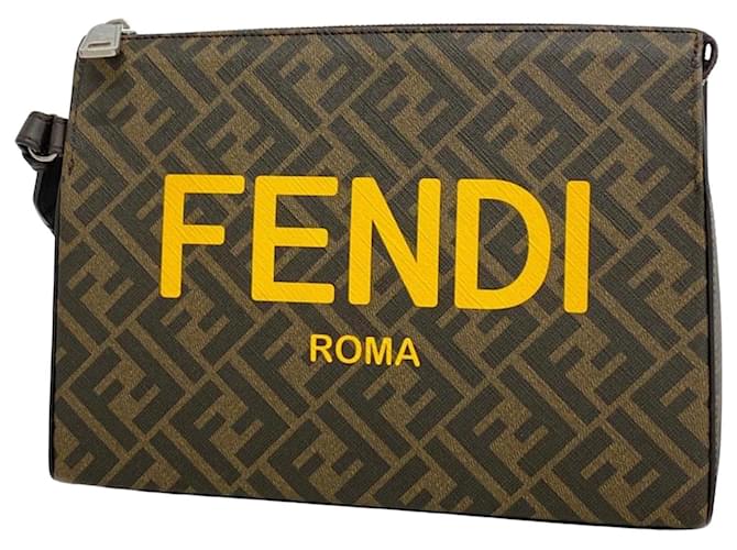 Fendi Zucca Castaño Lienzo  ref.1380611