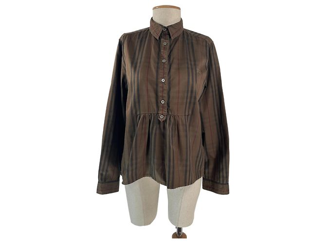 Blusa Burberry de algodón con cuadros Multicolor
