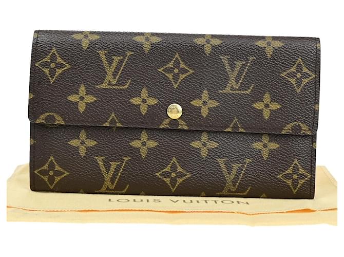 Louis Vuitton Porte Monnaie Credit Brown Cloth  ref.1380752