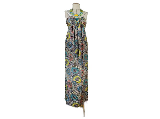 Autre Marque Vestido largo de seda Multicolor