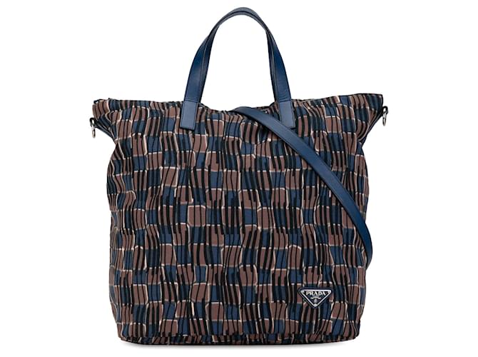 Sacoche Prada Blue Tessuto Stampato Veau façon poulain Tissu  ref.1380798