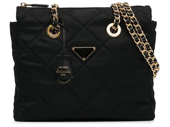 Prada Black Re-Nylon Re-Edition 1995 Chaine Shoulder Bag Cloth  ref.1380808