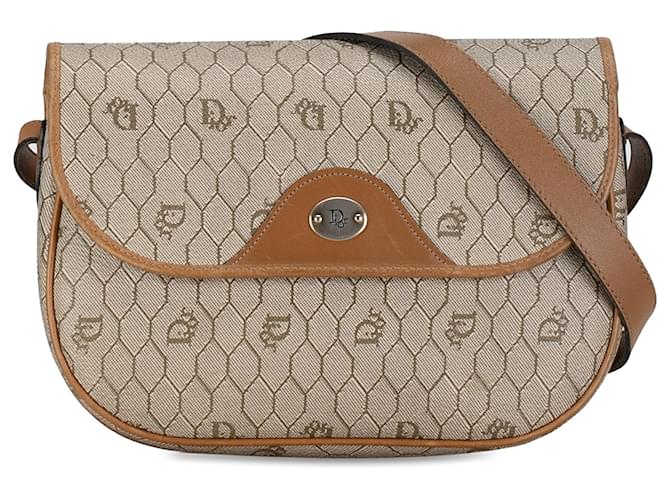 Crossbody Dior Brown Honeycomb Marrom Bege Couro Lona Bezerro-como bezerro Pano  ref.1380815