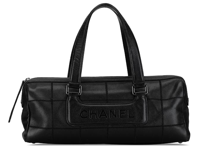 Chanel Black Caviar Choco Bar Handbag Leather  ref.1380818