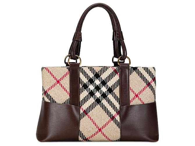 Burberry Brown Wool Supernova Check Handbag Beige Cloth  ref.1380846