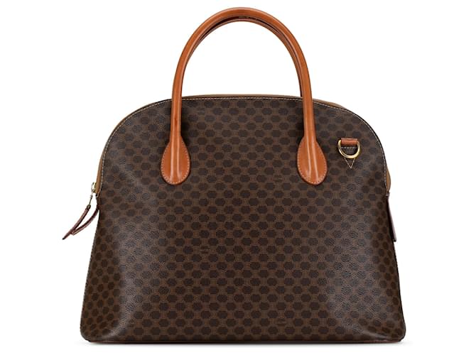 Céline Celine Brown Macadam Dome Satchel Leather Cloth Pony-style calfskin Cloth  ref.1380854