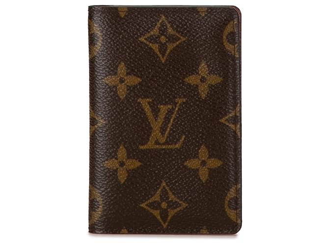 Porta-cartões com monograma Louis Vuitton Brown Marrom Lona  ref.1380866