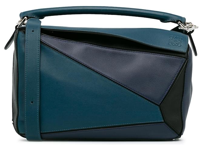 LOEWE Borsa puzzle tricolore media blu Blu navy Pelle Vitello simile a un vitello  ref.1380878