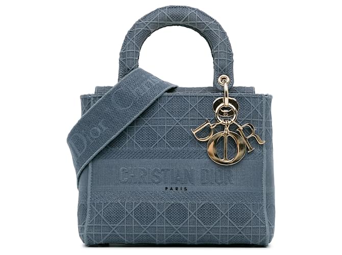 Dior Blue Medium Cannage Lady D-Lite Cloth Cloth  ref.1380886