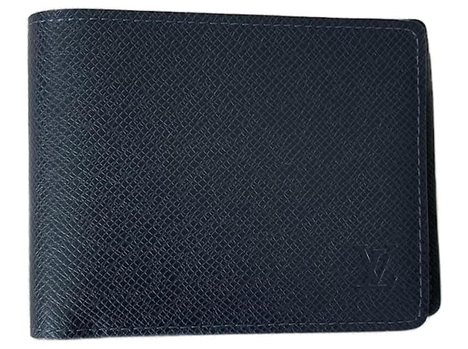 Louis Vuitton Portefeuille Multiple Cuir Bleu Marine  ref.1380926