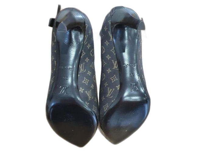 Décolleté Louis Vuitton Barbara Pump Monogram Mini Lin Marrone Marrone scuro
