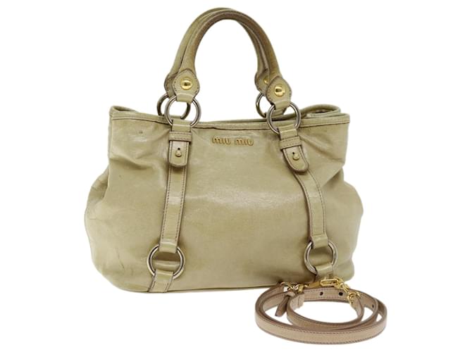 Bolso de mano Miu Miu Piel 2way Beige Auth yk12233 Cuero  ref.1380966